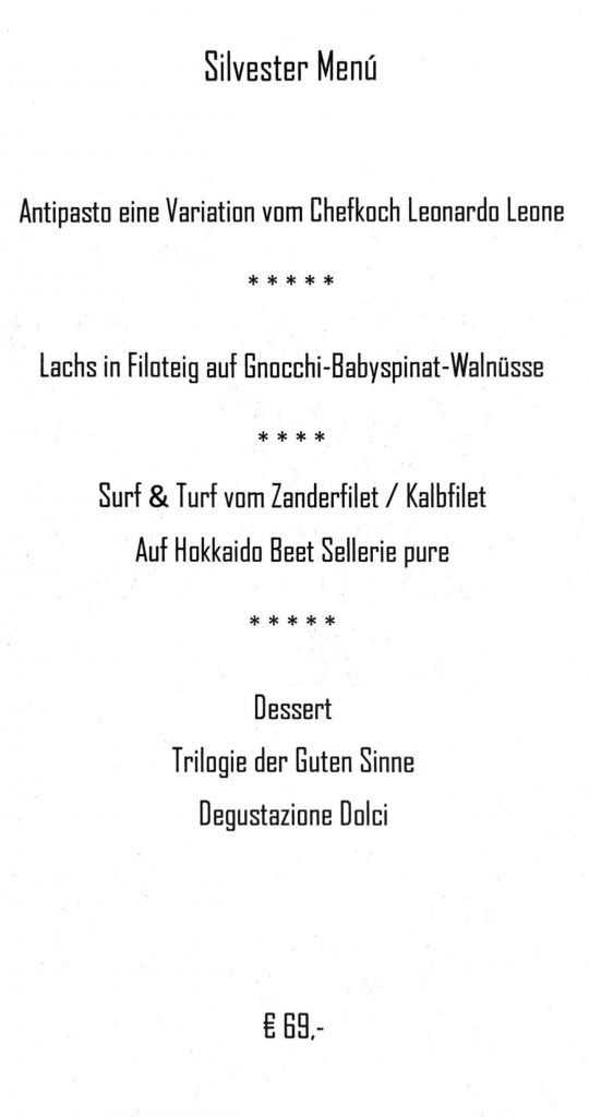 Ristorante & Pizzeria Bastia Höchberg Silvestermenü